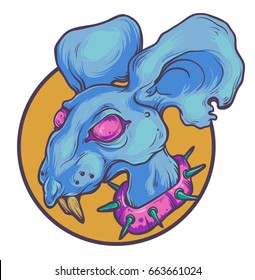 Evil Acid Colorful Vector Rat Head 