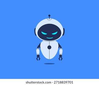 Böse AI-Roboterfigur, die Cyber-Bedrohungen symbolisiert. Vektorgrafik für Sicherheitsartikel, Tech-Blogs, Präsentationen