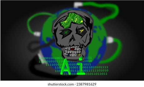 
Evil AI. A vector drawing and representation of a worldwide evil artificial intelligence