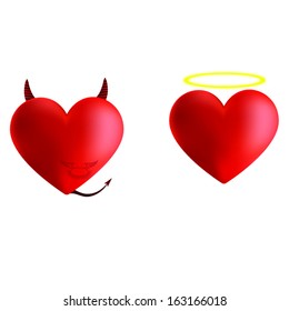 Evil and angel heart vector illustrator