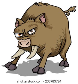 Evil angry boar, vector illustration