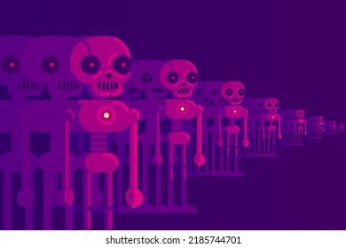 Evil Artificial Intelligence Robot Attack Vector Illustration