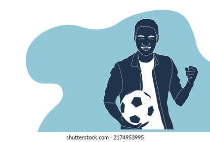 The evil asian soccer player threatens with his hand. Angry football player. Negative Emotions. Bad Days. Bad Mood Stressful men