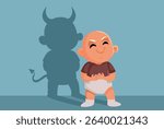 
Evil Baby Acting Naughty Vector Cartoon Character. Mean naughty little child acting out in trouble-making way