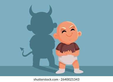 
Evil Baby Acting Naughty Vector Cartoon Character. Mean naughty little child acting out in trouble-making way