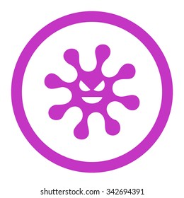 Evil Bacteria vector icon. Style is flat rounded symbol, violet color, rounded angles, white background.