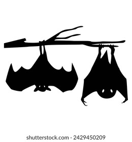  Evil Bat Hanging on a Tree Branch  vector design  white background