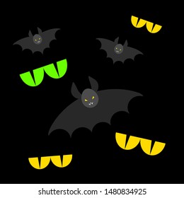 Evil bats and scary eyes vampire halloween illustration