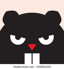 Evil beaver, terrible animal picture, illustration for children, vector art