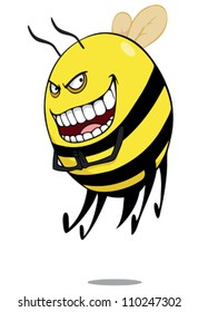 Evil Bee Hornet Cartoon Vector Illustration Stock Vector (Royalty Free