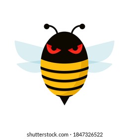 Evil bee icon. Clipart image isolated on white background.