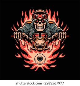 evil biker tattoo vector design