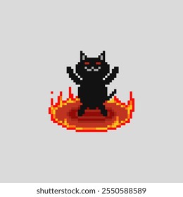 Gato negro malvado, pixel art meme