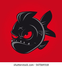 evil black comic piranha
