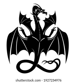 ilustración del vector del dragón negro malvado