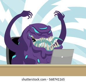 evil black goo using a computer