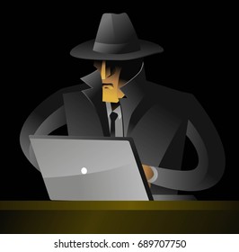 evil black hat hacker in the shadow