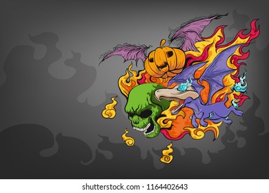 Evil in blaze cartoon illustration