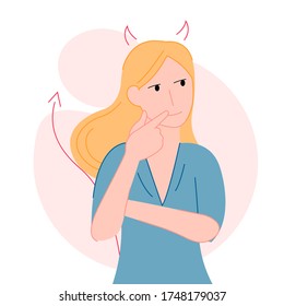 Evil blonde on white background vector illustration cartoon flat design modern style 