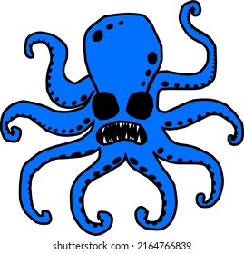 Evil Blue Octopus Vector, Match to used as logo or icon for your company