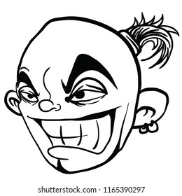 evil bold guy head cartoon illustration isolated on white