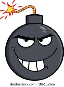 Evil Bomb Cartoon Character. Vector Illustration Isolated on white