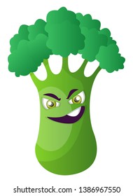 Evil broccoli illustration vector on white background