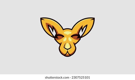 Evil bunny head logo cartoon design abstract vector template