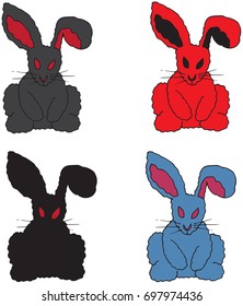 Evil Bunny Rabbit Cartoon Simple Vector Illustration Design
