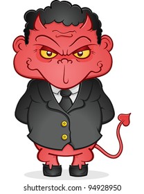 Evil Business Devil Cartoon Character, Banker, Lawyer Or Boss