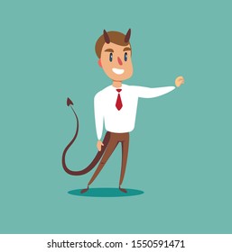 Evil business man . Stock flat vector illustration.