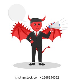 evil businessman with megaphone and callout design character on white background