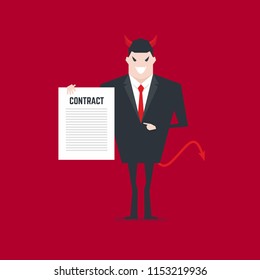 Evil businessman offering contract.