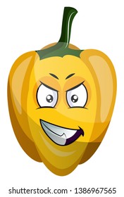Evil capsicum illustration vector on white background