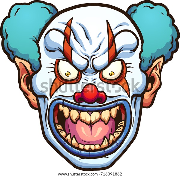 Evil Cartoon Clown Head Vector Clip Stock Vector (Royalty Free ...