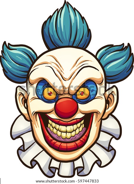 Evil Cartoon Clown Vector Clip Art Stock Vector (Royalty Free) 597447833