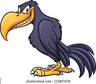 Evil cartoon crow. Vector clip art illustration with simple gradient. All in a single layer.