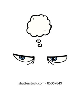 evil cartoon eyes with thought bubble