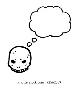evil cartoon skull with thought bubble