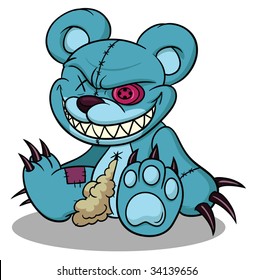 Evil cartoon teddy bear. Character and shadow in separate layers for easy editing.
