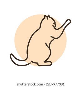 Evil cat fights color line icon. Pictogram for web page, mobile app, promo.