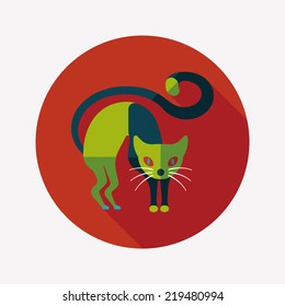 Evil cat flat icon with long shadow,eps10