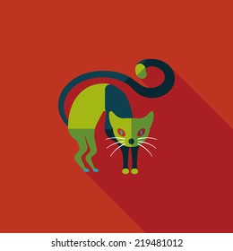 Evil cat flat icon with long shadow,eps10