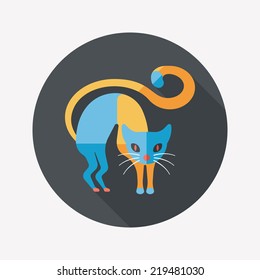 Evil cat flat icon with long shadow,eps10