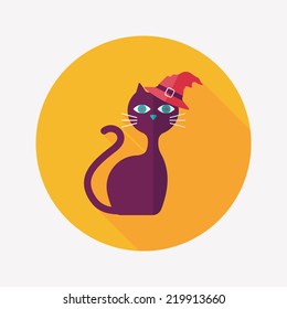 Evil cat flat icon with long shadow,eps10