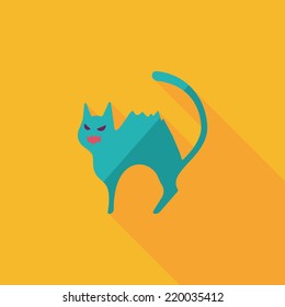 Evil cat flat icon with long shadow,eps10