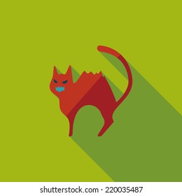 Evil cat flat icon with long shadow,eps10