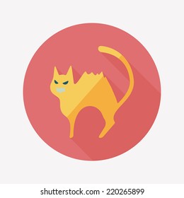 Evil cat flat icon with long shadow,eps10