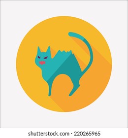 Evil cat flat icon with long shadow,eps10