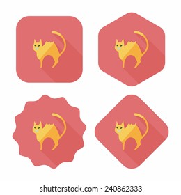 Evil cat flat icon with long shadow, eps10
